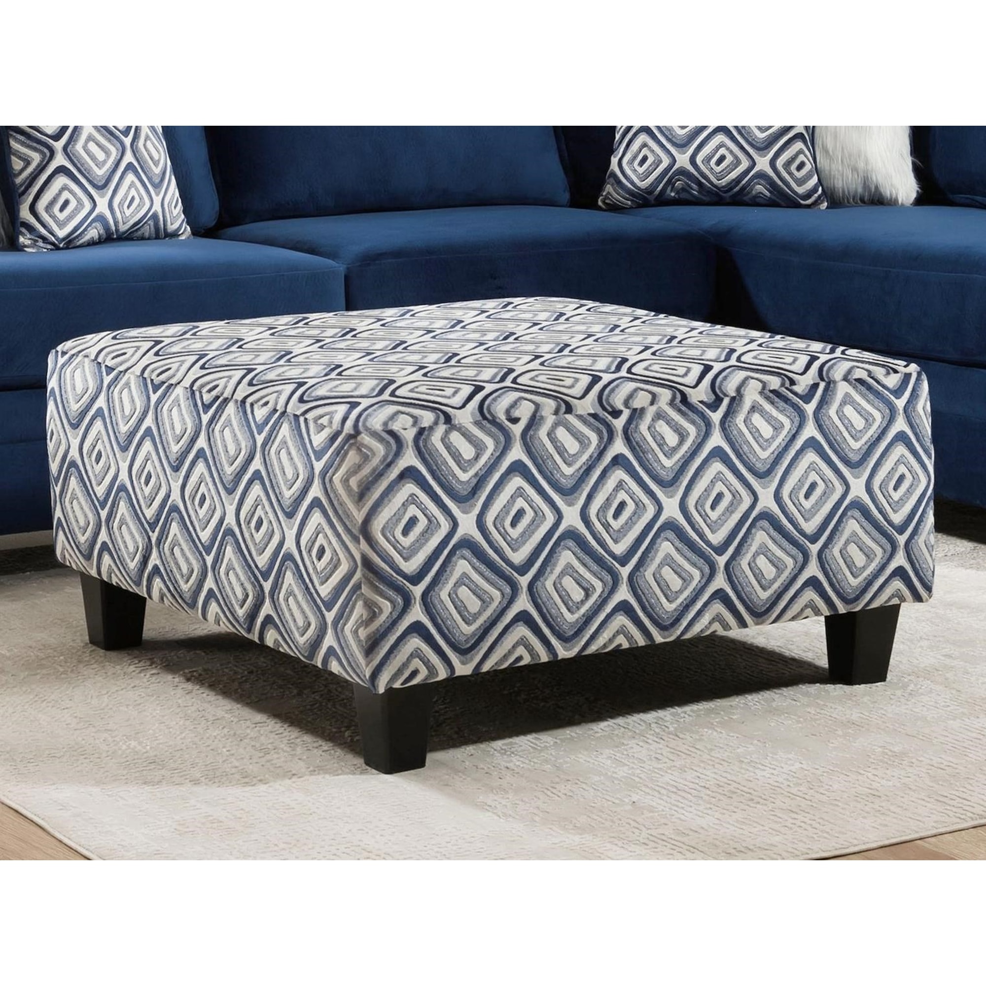 Albany Groovy Navy 864232 Oversized Cocktail Ottoman Royal Furniture